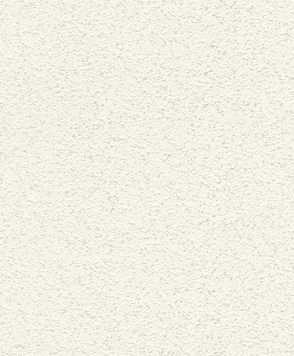 Rasch Tapeten 486599 - Unitapete mit Glitter in Weiß - 10,05 m x 0,53 m (LxB) von Rasch