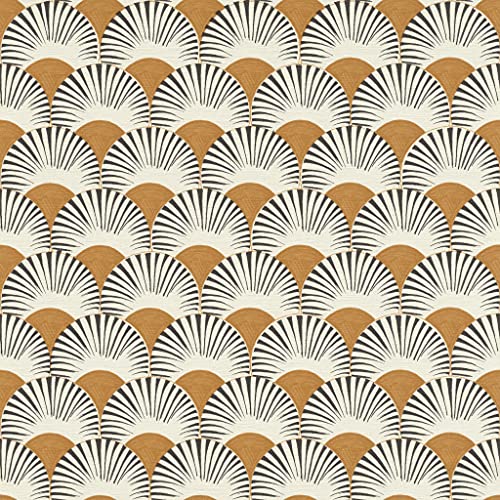 Rasch Tapeten 539356 aus der Kollektion Amazing-Vliestapete mit grafischen Fächer-Motiv in Creme, Cognac-Braun und Anthrazit mit leichter Struktur – 10,05m x 53cm (L x B) Tapete von Rasch