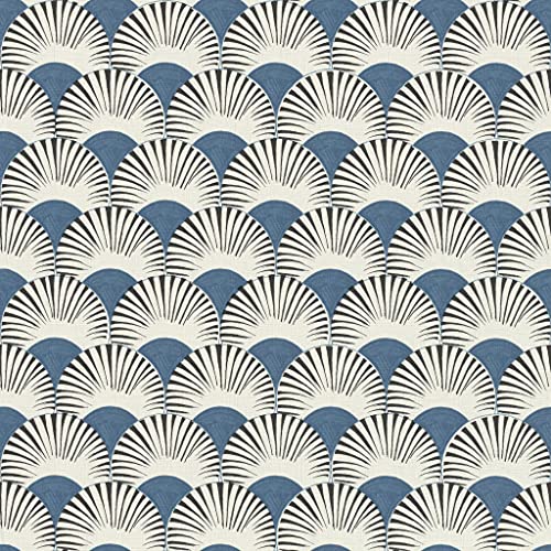 Rasch Tapeten 539363 aus der Kollektion Amazing-Vliestapete mit grafischen Fächer-Motiv in Weiß, Blau und Anthrazit mit leichter Struktur – 10,05m x 53cm (L x B) Tapete von Rasch