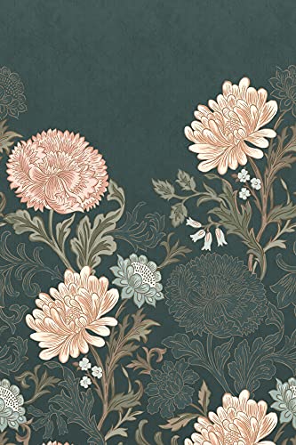 rasch Tapete 552201 - Fototapete mit Blüten Motiv in unterschiedlichen Farben auf Dunkelgrünem Hintergrund mit ebener Struktur - 3,00 m x 2,00 m (L x B) von Rasch