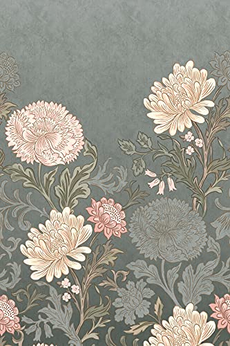 Rasch Tapeten 552256 - Fototapete mit Blüten Motiv in unterschiedlichen Farben auf Grau-Grünem Hintergrund mit ebener Struktur - 3,00 m x 2,00 m (L x B) von Rasch