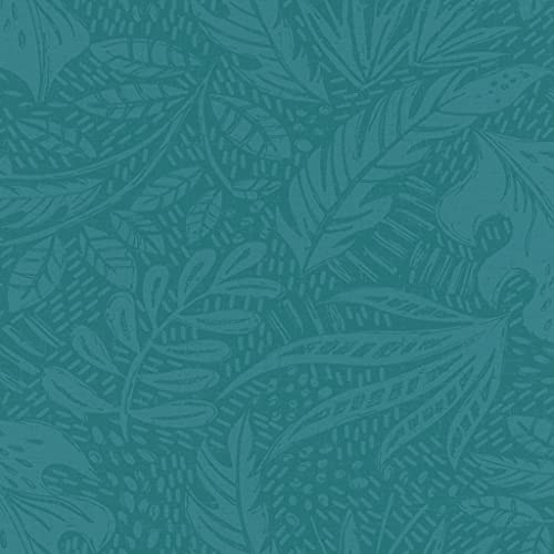Rasch Tapete Einfarbige Vliestapete aus der Kollektion Salisbury mit Blättern in Petrol mit leichter Struktur – 10,05m x 53cm (L x B) von Rasch