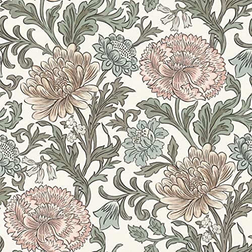 Rasch Tapete 553130 - Bunte Vliestapete aus der Kollektion Salisbury mit Blüten Motiv in unterschiedlichen Farben auf Weißem Hintergrund mit leichter Struktur – 10,05m x 53cm (L x B) von Rasch