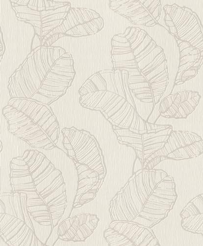 Rasch Tapeten 822618 - Vliestapete mit Blättern in Rosa/Weiß aus der Kollektion Color your life - 10,05 m x 0,53 m (LxB) von Rasch