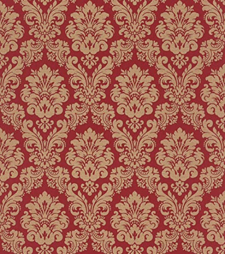 Rasch Tapeten Vliestapete (Classic-Chic) Rot braune 10,05 m x 0,53 m Trianon XIII 570540 von Rasch