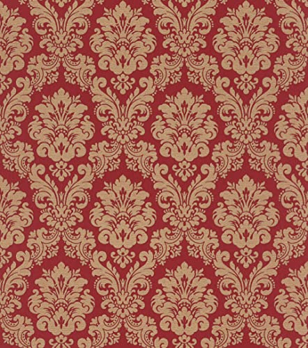 Rasch Tapeten Vliestapete (Classic-Chic) Rot braune 10,05 m x 0,53 m Trianon XIII 570540 von Rasch