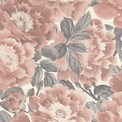 Rasch Tapeten Vliestapete (Floral) Rosa graue 10,05 m x 0,53 m Kimono 408331 von Rasch