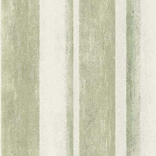Rasch Tapeten Vliestapete (Grafisch) Grün weiße 10,05 m x 0,53 m Linares 617771 von Rasch