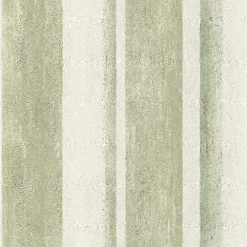Rasch Tapeten Vliestapete (Grafisch) Grün weiße 10,05 m x 0,53 m Linares 617771 von Rasch