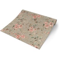 Rasch Vliestapete Blumen grau rosa gold B/L: ca. 53x1005 cm von Rasch