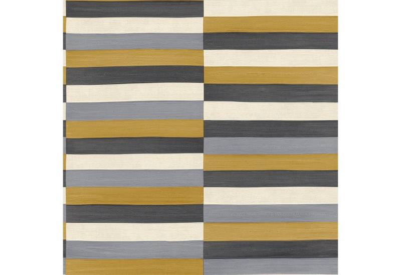 Rasch Vliestapete Club, Lederoptik, quergestreift, unifarben mit Farbeinsatz, (1 St), gut lichtbeständig, hochwaschbeständig von Rasch