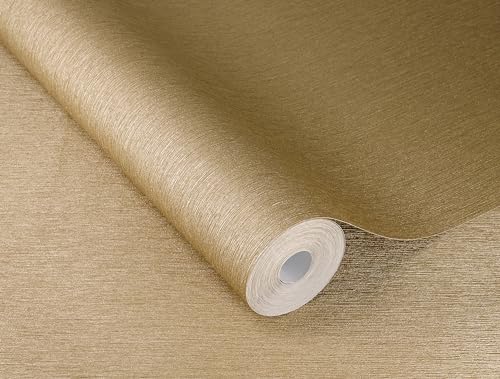 Rasch Vliestapete Einfarbig Linien Struktur Gold Metallic 608618 von Rasch