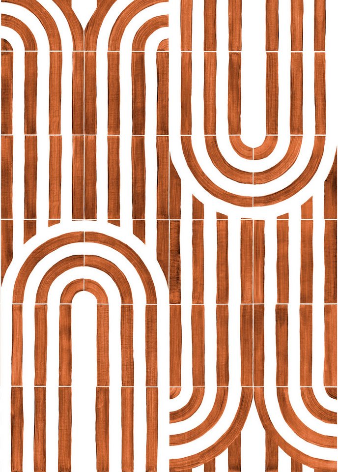 Rasch Fototapete Palazzo in Orange, Roomblush - RB465, glatt, geometrisch, grafisch, gestreift, gemustert, (1 St), Retro, Fliesen von Rasch