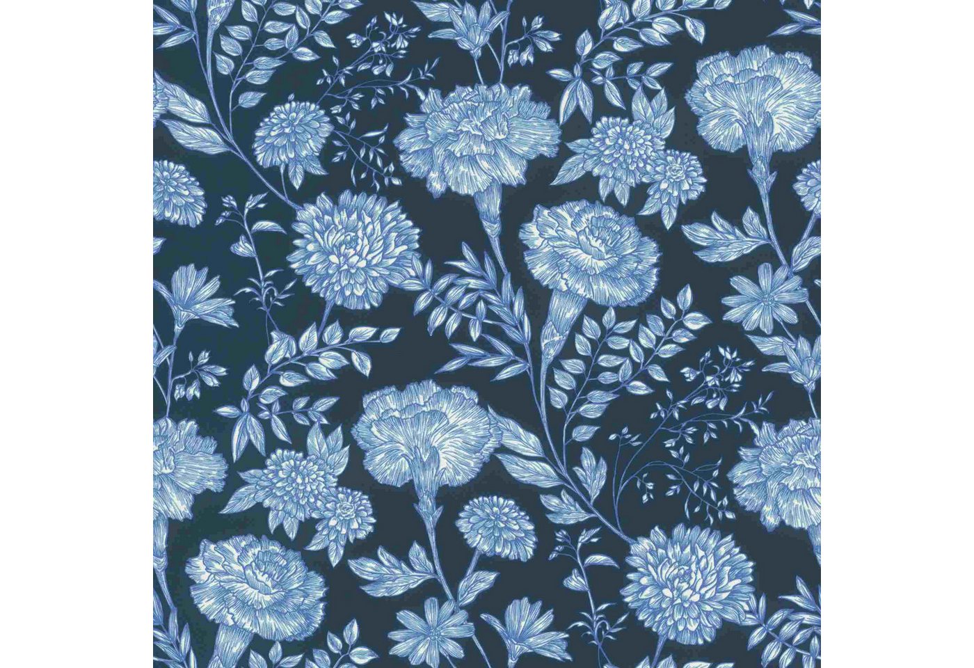 Rasch Vliestapete Symphony 865004 0.53 x 10.05 m Blumen Floral Blau von Rasch