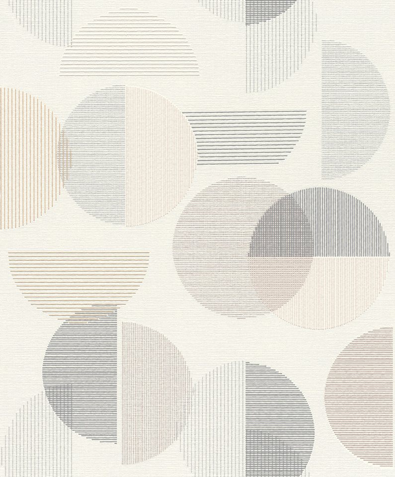 Rasch Vliestapete mit großen Kreisen in Bege und Grau - my moments, aufgeschäumt, geometrisch, matt, grafisch, (1 St), Kreise von Rasch