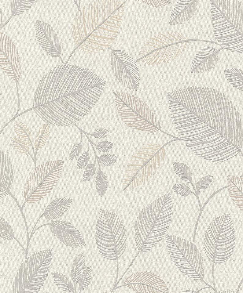 Rasch Vliestapete mit stilisierten Blättern in Grau - my moments, strukturiert, Strukturmuster, botanisch, natürlich, naturalistisch, (1 St), Naturmotiv von Rasch