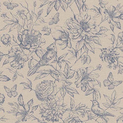 rasch Tapete 449471 aus der Kollektion Florentine II – Vliestapete in Beige mit floralem Muster im Vintage Stil – 10,05m x 53cm (L x B) von Rasch