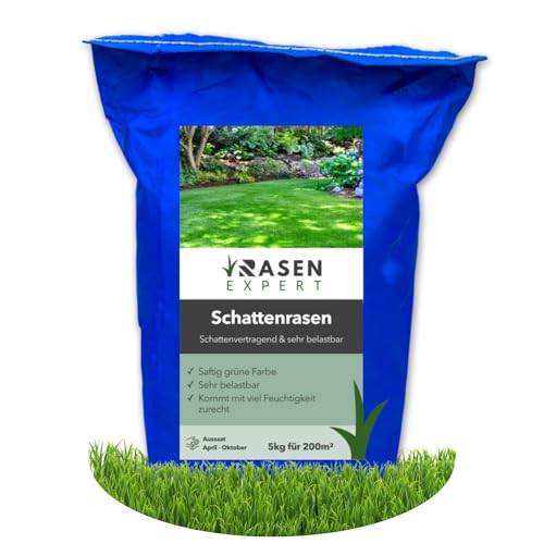 Premium Schattenrasen Fläche 200m² - 5 kg - Ideale Rasensamen für schattige Flächen von RasenExpert