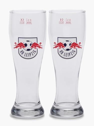 RB Leipzig Weißbierglas 2er Set - Logo - Glas Bierglas Weizenbierglas RBL - Plus Lesezeichen Wir lieben Fußball von Rasenballsport Leipzig