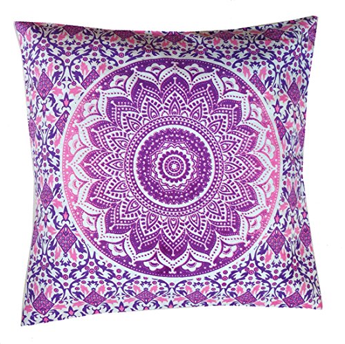 RASTOGI Kunsthandwerk Kissen Sham Dekorative Mandala Kissenbezug Meditation Kissen, Ethnic Kissenbezug aus Baumwolle violett von Rastogi handicrafts