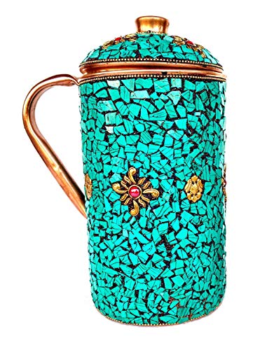 Rastogi Handicrafts Krug aus reinem Kupfer mit Krug Green Jug von Rastogi handicrafts