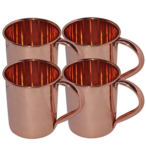 Rastogi Handicrafts Moscow Mules Becher aus reinem Kupfer, lackiert, glänzendes Design, handgefertigt, 450 ml, Kupfer, braun von Rastogi handicrafts