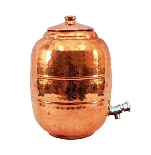 Rastogi Handicrafts Wassertank, reines Kupfer, 6,5 l, mit Wasserhahn, für Küche, Haus, Garten von Rastogi handicrafts