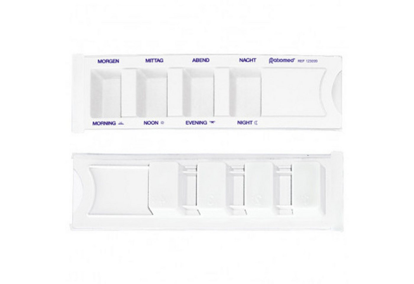 Ratiomed Pillendose Medikamentendispenser ratiomed WEIß mit Beschriftung (Stück, Madikamentendispenser), Madikamentendisponser Medikamentenbox Tablettenbox von Ratiomed