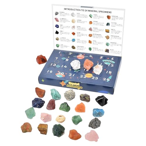Adventskalender 2025 Kristalle Für Kinder - 24 Tage Natürliche Edelsteine ​​und Heilsteine ​​Adventskalender Mit Geografischen Edelsteingesteinen Und Mineralien - Für Erwachsene Teenager von Ratpzou