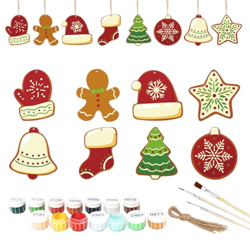 Ratpzou 8 Stück Weihnachten Malen Nach Zahlen | DIY Handgemachter Weihnachtsschmuck | Hanfseil Malen Nach Zahlen Für Anfänger Mit Pinseln Und Acrylfarben Für Die Wohnraumgestaltung von Ratpzou
