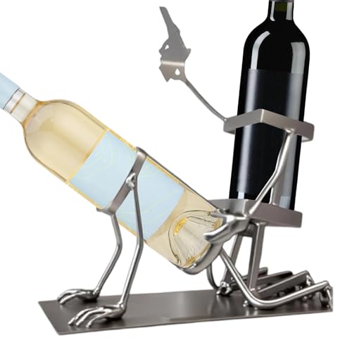 Ratpzou Totenkopf-Cola- Und Weinflaschenständer – 2 In1 Lustige Lustige Metallschädel Skeleton Bar Dekors Für Whisky, Steampunk Style Getränk Ausstellungsständer Für Zuhause, Lustiges Scherzgeschenk von Ratpzou