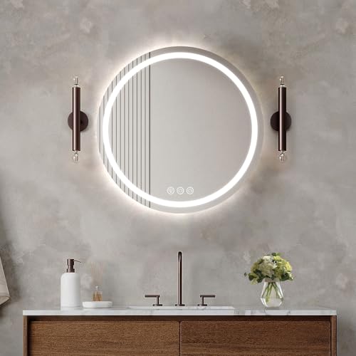 Ratsamee Badezimmerspiegel mit Beleuchtung, 50cm Runder Spiegel mit Beleuchtung, Wandspiegel mit Frontbeleuchtung, Antibeschlagfunktion, Dimmbar, mit 3 Einstellbaren Lichtfarben Ratsamee Badezimmerspiegel mit Beleuchtung, 50cm Runder Spiegel mit Beleuchtung, Wandspiegel mit Frontbeleuchtung, Antibeschlagfunktion, Dimmbar, mit 3 Einstellbaren Lichtfarben von Ratsamee