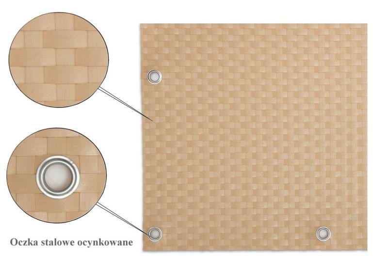 Rattan Art Balkonsichtschutz Polyrattan mit Metallösen Beige 0,9m x 3m von Rattan Art