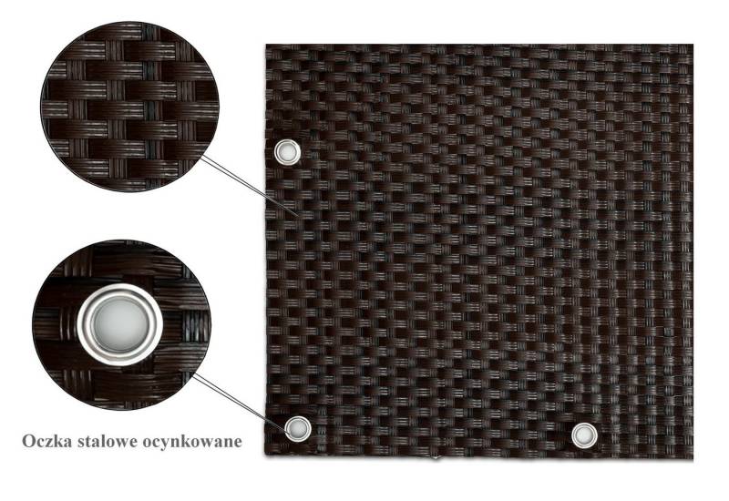 Rattan Art Balkonsichtschutz Polyrattan Metallösen Braun/Schwarz 0,9x3m von Rattan Art