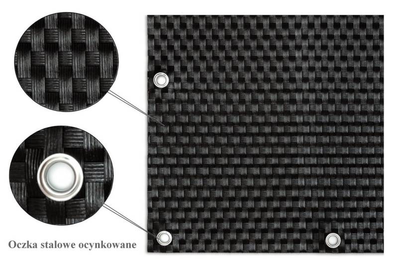 Rattan Art Balkonsichtschutz Polyrattan Metallösen Schwarz 0,9m x 3m von Rattan Art