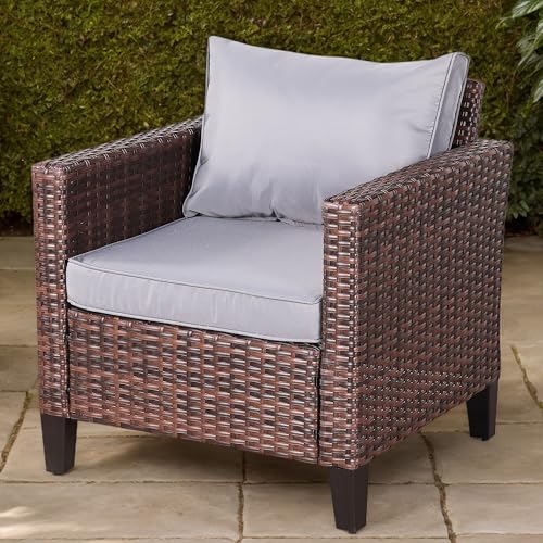 Rattan park 1X Garten Ecksofa 1-Sitzer Gartensofa Lounge Sofa Sessel Gartensessel Gartenmöbel Sitzgruppe Sitzgarnitur Gartenset Gartengarnitur Poly Rattan Braun von Rattan park