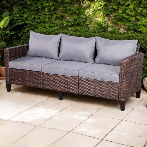 Rattan park 3X Garten Ecksofa 3-Sitzer Gartensofa Lounge Sofa Sessel Gartensessel Gartenmöbel Sitzgruppe Sitzgarnitur Gartenset Gartengarnitur Poly Rattan Braun von Rattan park
