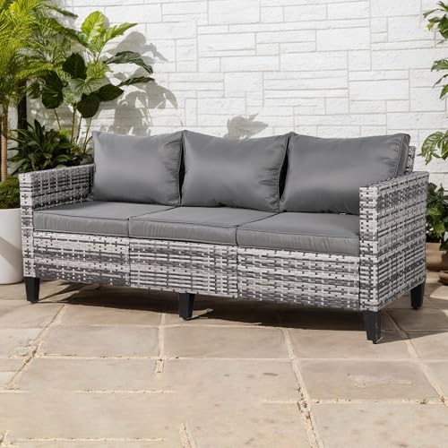 Rattan park 3X Garten Ecksofa 3-Sitzer Gartensofa Lounge Sofa Sessel Gartensessel Gartenmöbel Sitzgruppe Sitzgarnitur Gartenset Gartengarnitur Poly Rattan Grau von Rattan park