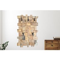 Rustikale Wandgarderobe Aus Recycelten Teakholz-Balken | Garderobenpaneel Wandpaneel Mit Kleiderhaken Gusseisen von RattanPetrak