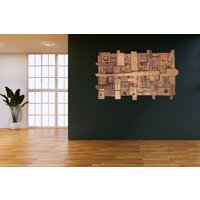 Rustikale Wandkunst Aus Recycelten Teakholz-Balken | Wanddekoration Teakholz Holz-Wandbild Horizontale Und Vertikale Wandaufhängung von RattanPetrak