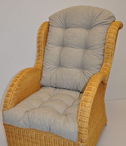 Premium Qualität - Polster/Kissen/Ersatzpolster für Rattan Ohrensessel/Rattansessel, Colore Grigio tenue (Soft Gray) von Rattani