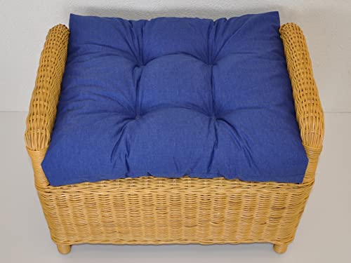 Premium Qualität - Polster/Kissen/Ersatzpolster für Rattan Ohrensessel/Rattansessel, Hockerkissen, Colore blu Marino (dunkelblau) von Rattani