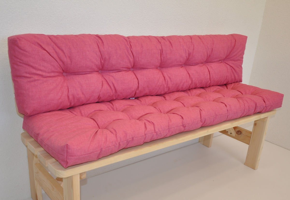 Rattani Bankauflage Kissen / Polster für Gartenbank / Bankkissen 150 cm alt rosa von Rattani