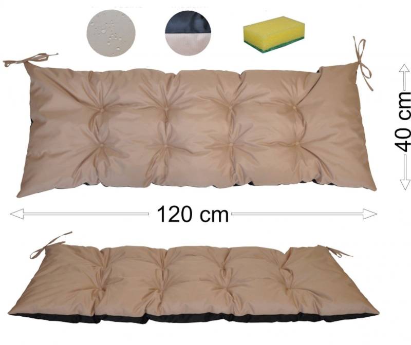 Rattani Bankauflage Polster Kissen für Gartenbank Gartenmöbel 120 x 40 Outdoor, Wasserabweisend . Extra dicke Füllung . Bindebänder . von Rattani