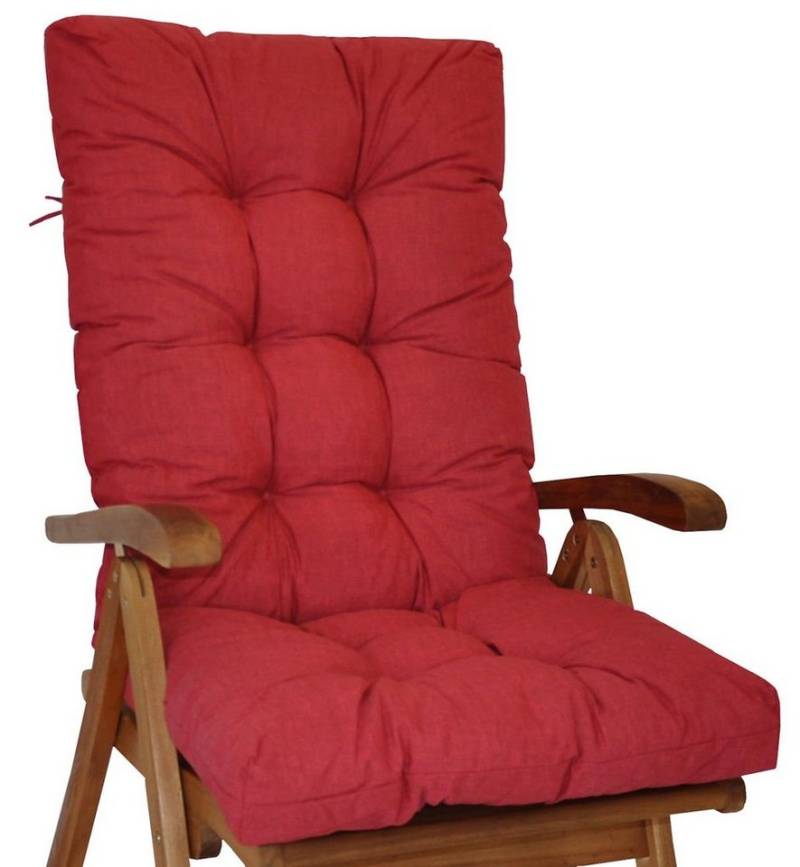Rattani Hochlehnerauflage Polster für Gartenstuhl Hochlehner Auflage Sylva Gr. 120 x 50 cm rot, Material Uni Living rot Rattani Hochlehnerauflage Polster für Gartenstuhl Hochlehner Auflage Sylva Gr. 120 x 50 cm rot, Material Uni Living rot von Rattani