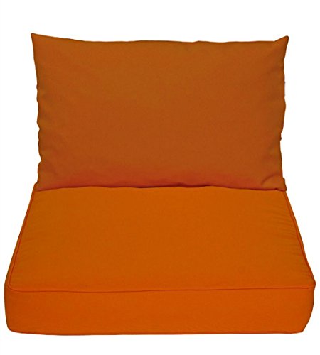 Rattani - Kissen/Auflage/Polster/Ersatzpolster für PE Rattansessel/Rattanmöbel Gr. 57 x 58 x 10 cm, 57 x 40 x 10 cm, Set 2 teilig, Fb. orange - Made in EU von Rattani