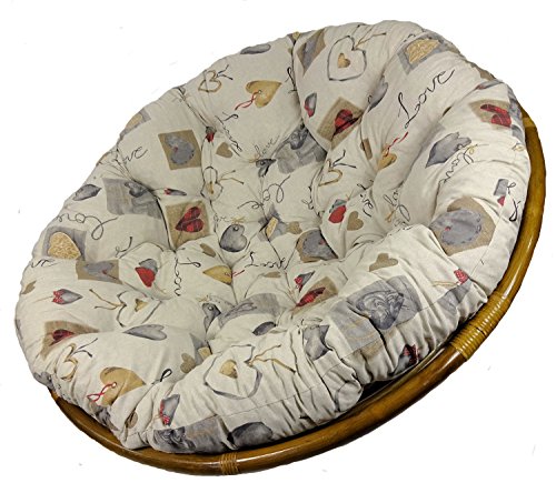 Rattani - Polster, Kissen für Papasansessel, Ersatzpolster Papasan D 130 cm, Stoff Mirha Leinen Love, Made in EU von Rattani