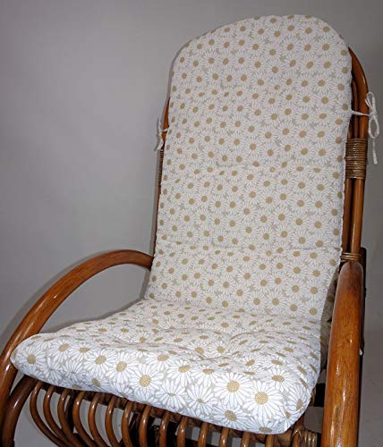 Rattani - Polster für Schaukelstuhl, Ersatzpolster Rattan Schaukelstuhl Gr. 125 x 50 x 7 cm, Fb. Mirha Leinen Magarite - Made in EU von Rattani