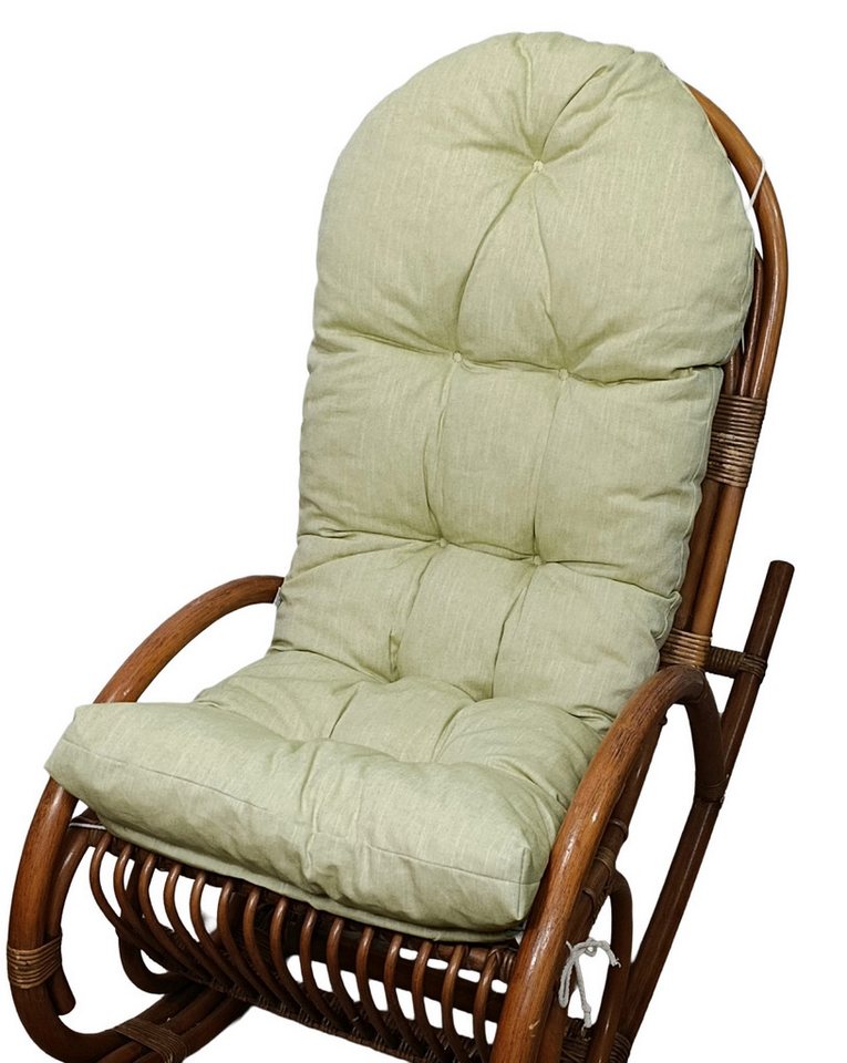Rattani Polsterauflage Polster, Kissen für Schaukelstuhl, Liegestuhl 125 x 50 x 10 cm, (1 Polster für Schaukelstuhl), Stoff Uni Boheme Verde . Viele weitere Farben lieferbar . von Rattani