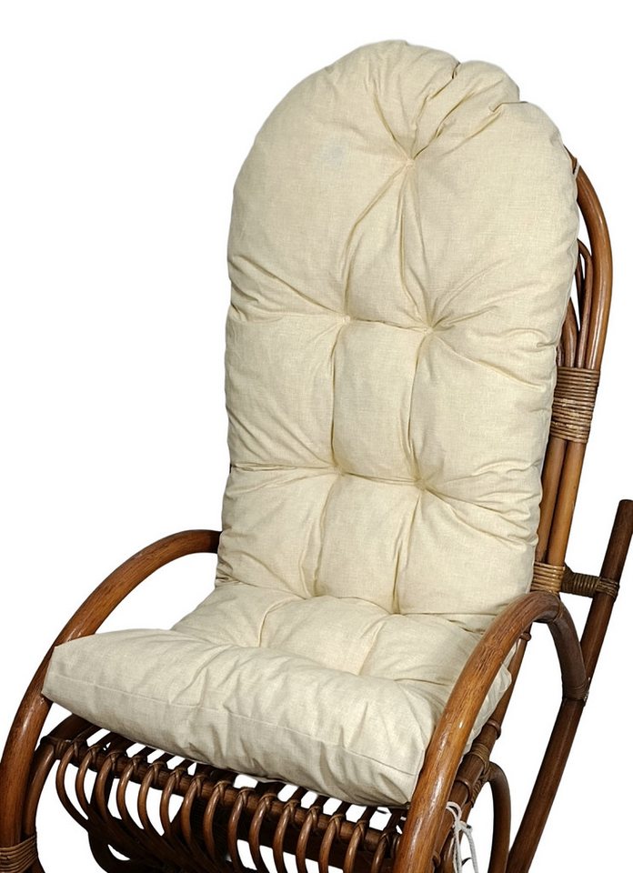 Rattani Polsterauflage Polster, Kissen für Schaukelstuhl, Liegestuhl 130 x 50 x 10 cm, Stoff Uni Living beige . Viele weitere Farben lieferbar . von Rattani